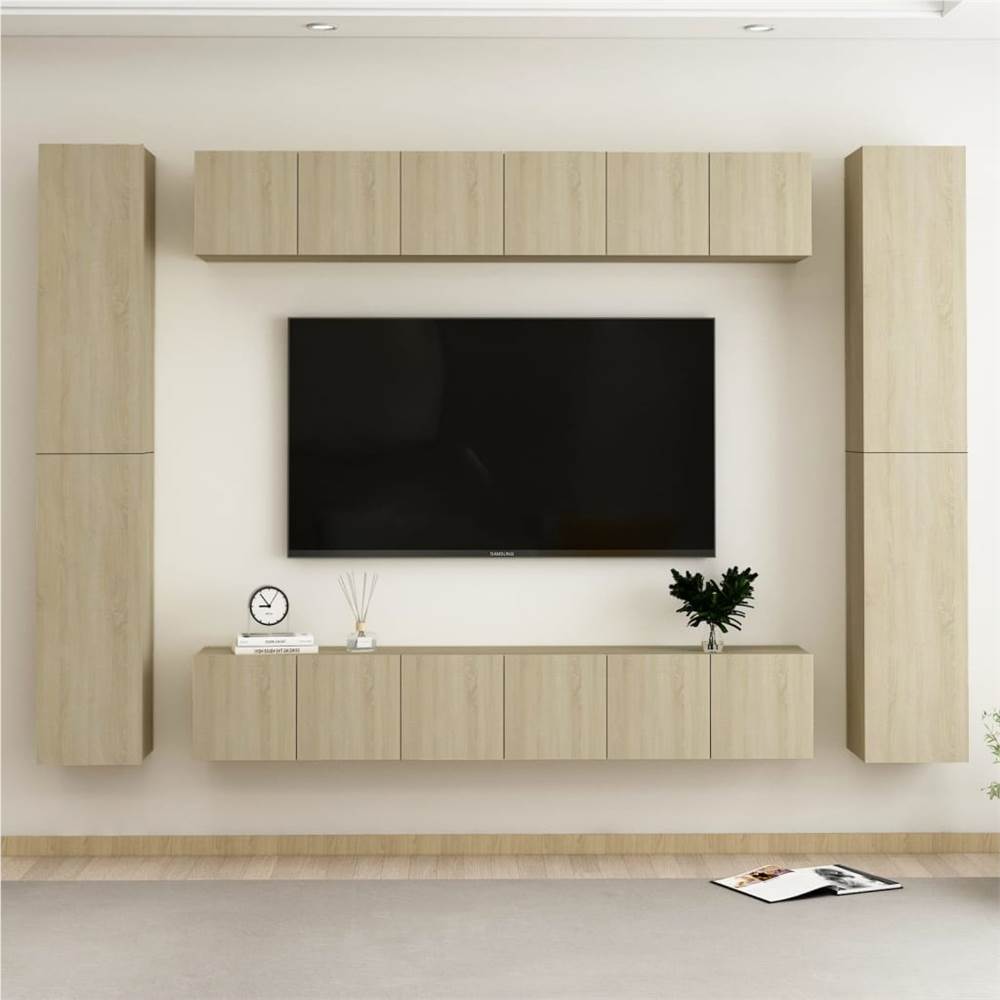 

10 Piece TV Cabinet Set Sonoma Oak Chipboard