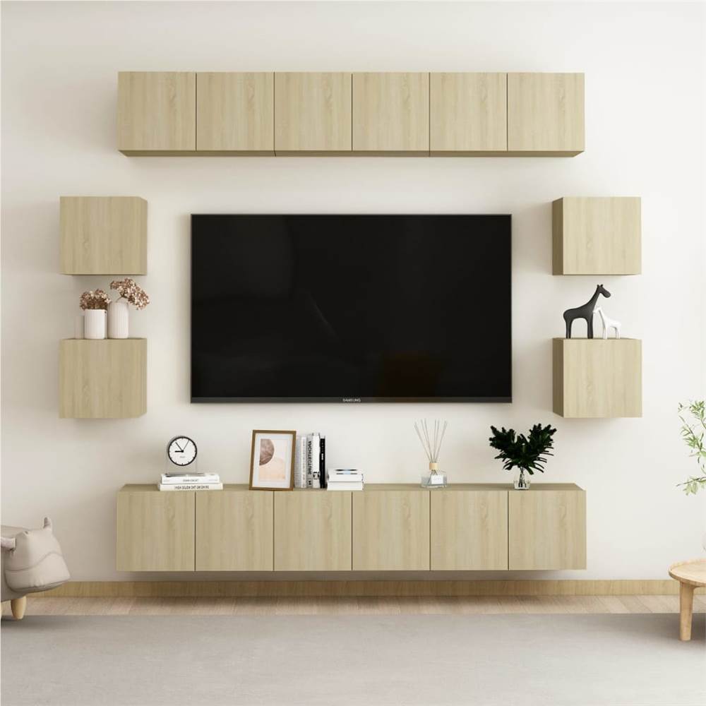 

10 Piece TV Cabinet Set Sonoma Oak Chipboard
