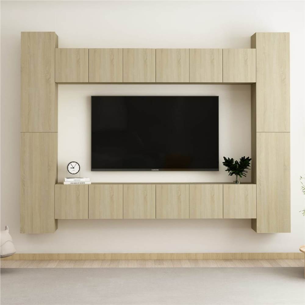 

10 Piece TV Cabinet Set Sonoma Oak Chipboard