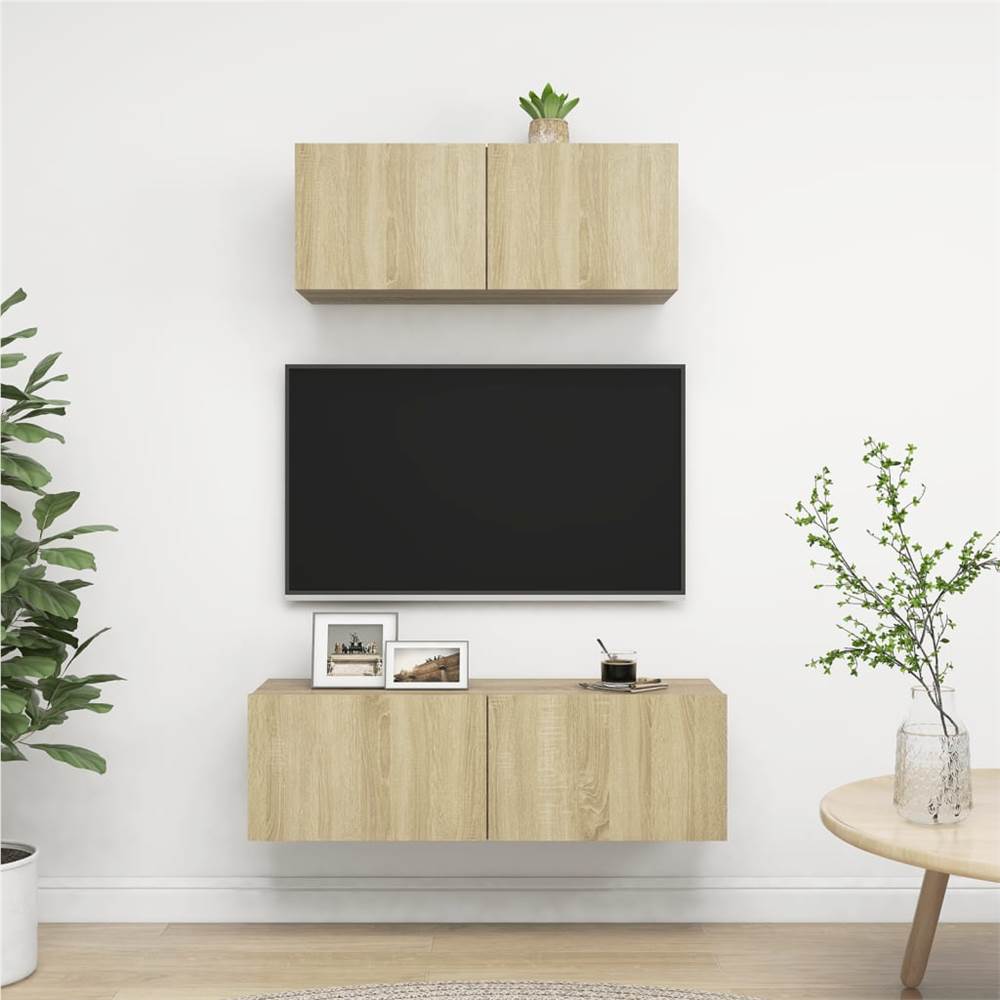 

2 Piece TV Cabinet Set Sonoma Oak Chipboard