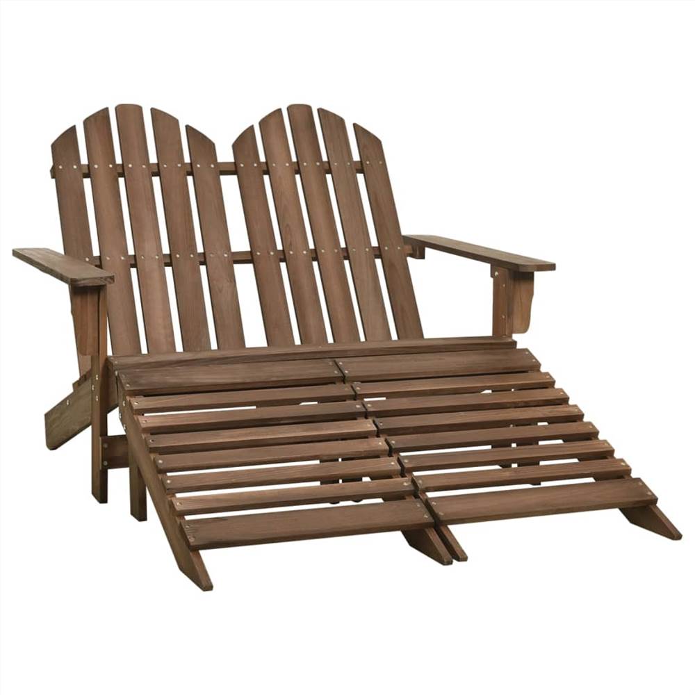 

2-Seater Garden Adirondack Chair&Ottoman Fir Wood Brown