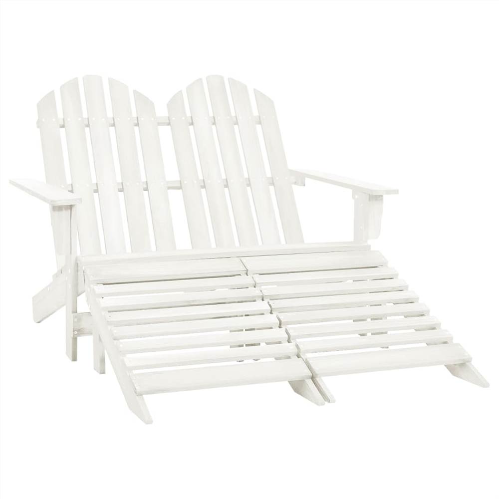 

2-Seater Garden Adirondack Chair&Ottoman Fir Wood White