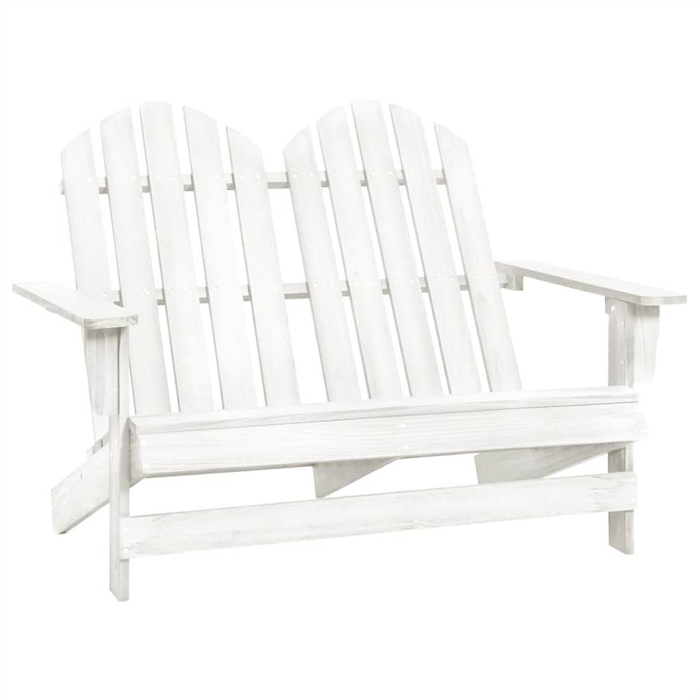 

2-Seater Garden Adirondack Chair Solid Fir Wood White