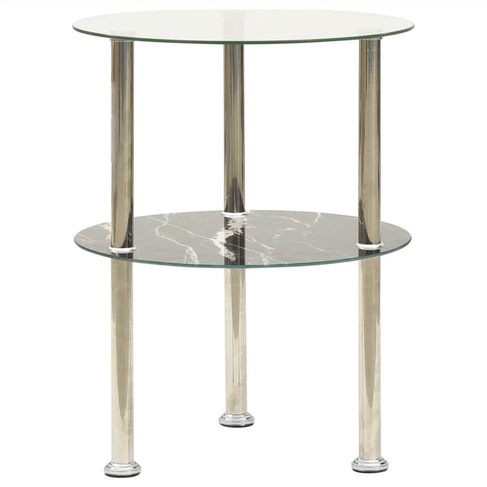 

2-Tier Side Table Transparent & Black 38 cm Tempered Glass