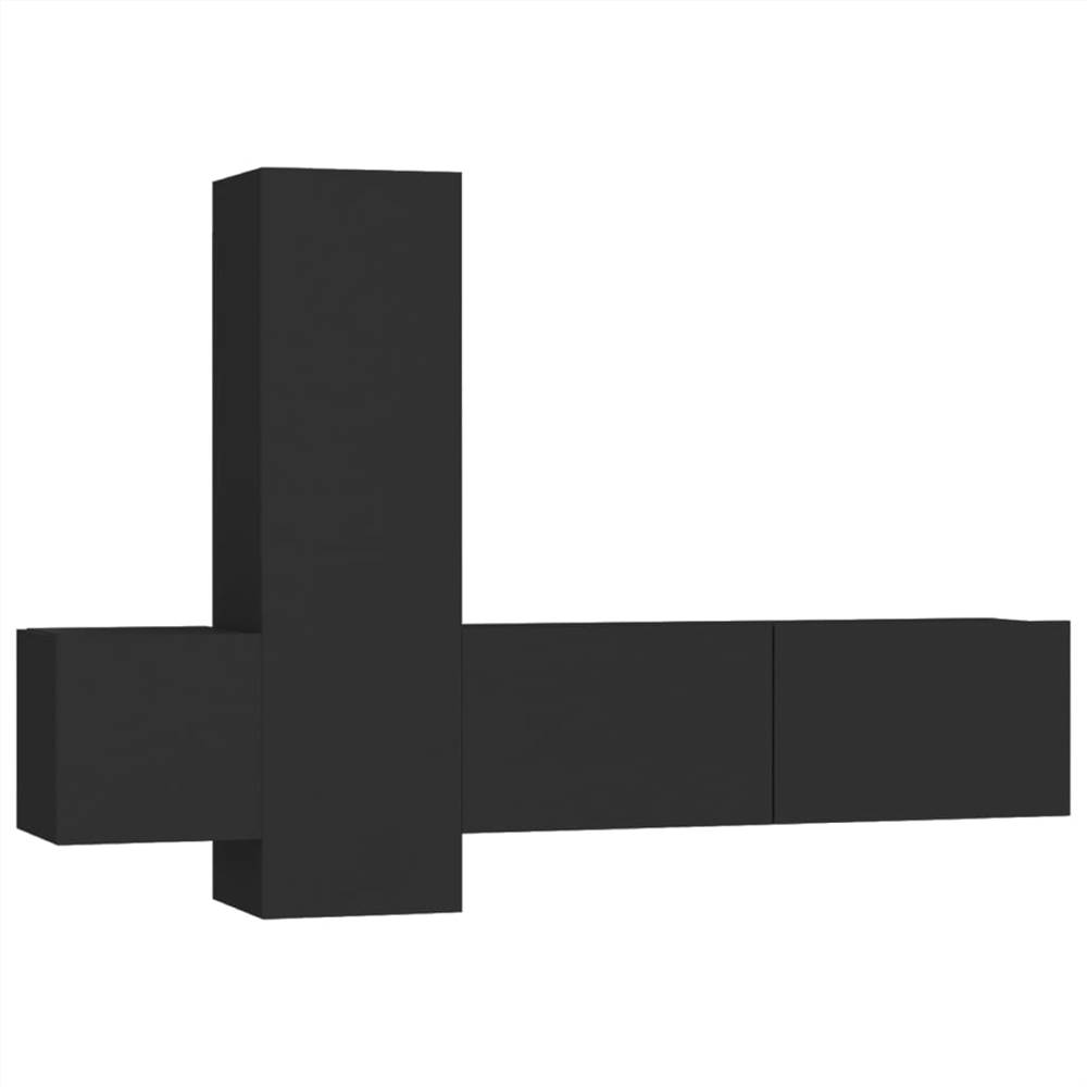 3 Piece TV Cabinet Set Black Chipboard 13 3 Piece TV Cabinet Set Black Chipboard