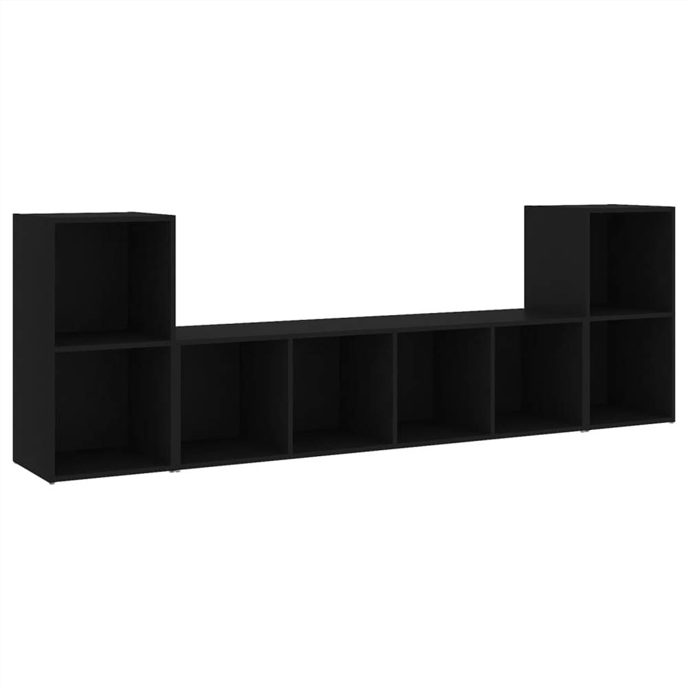 3 Piece TV Set Black Chipboard