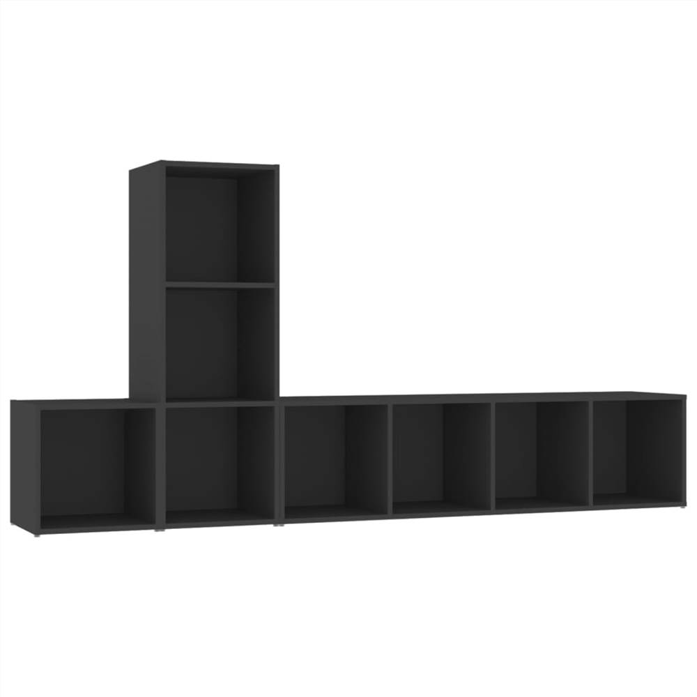 3 Piece TV Set Black Chipboard