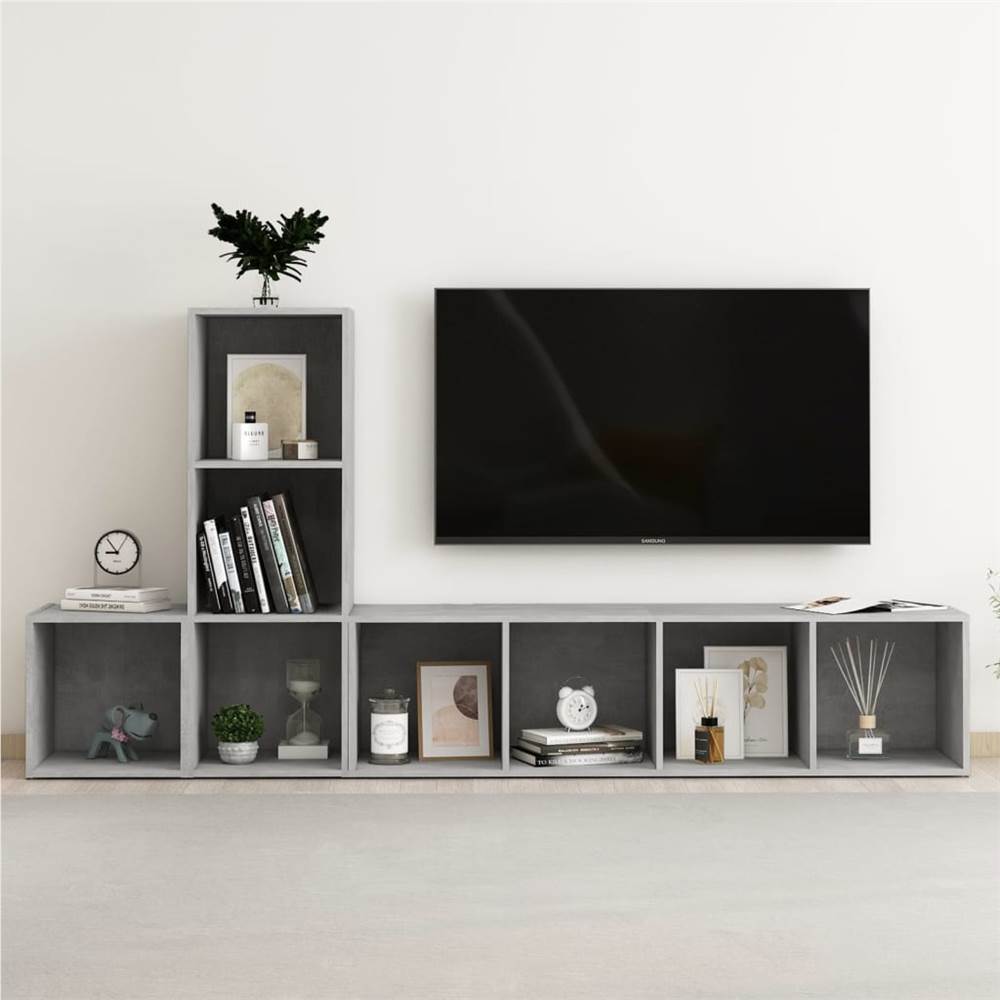 

3 Piece TV Cabinet Set Concrete Grey Chipboard