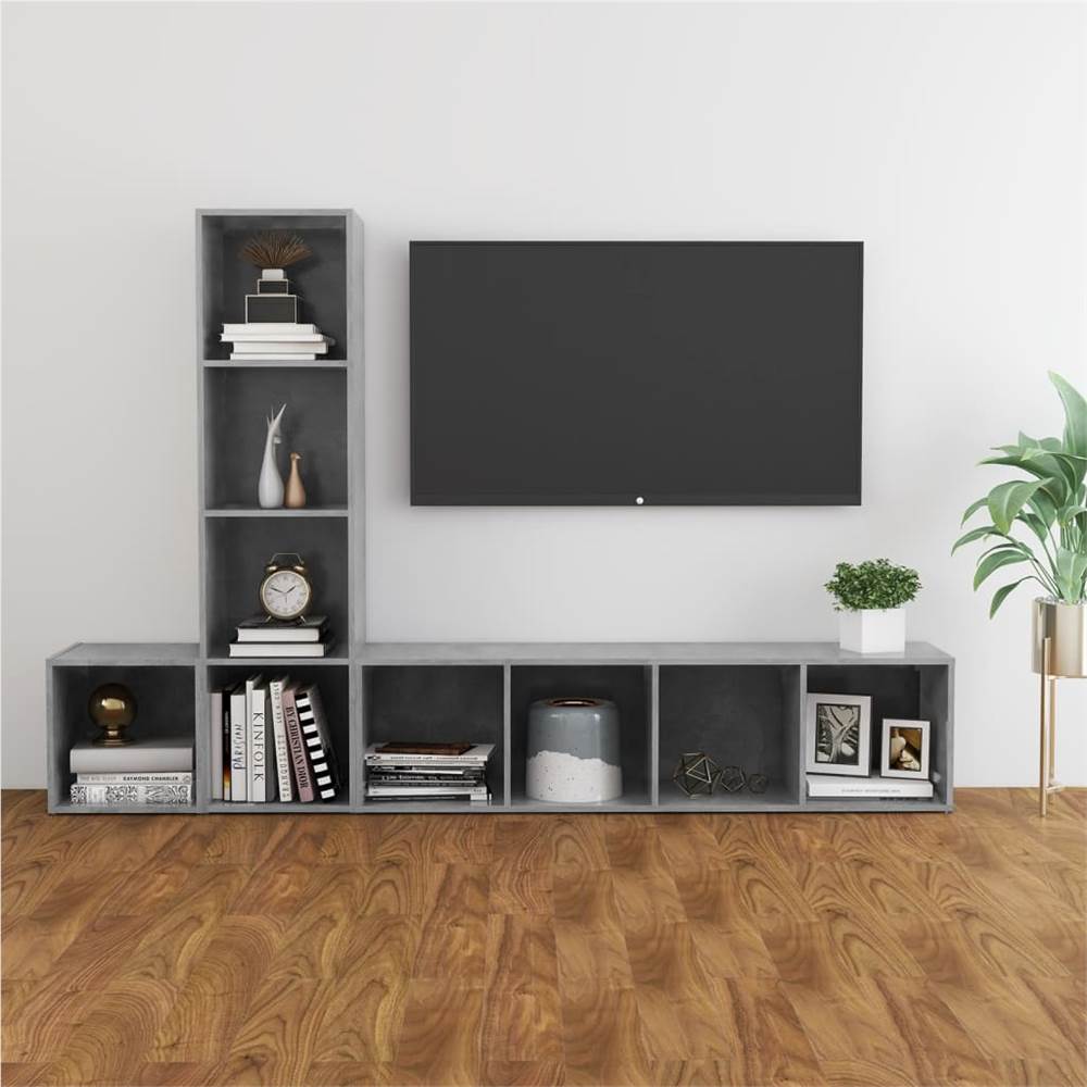 

3 Piece TV Cabinet Set Concrete Grey Chipboard