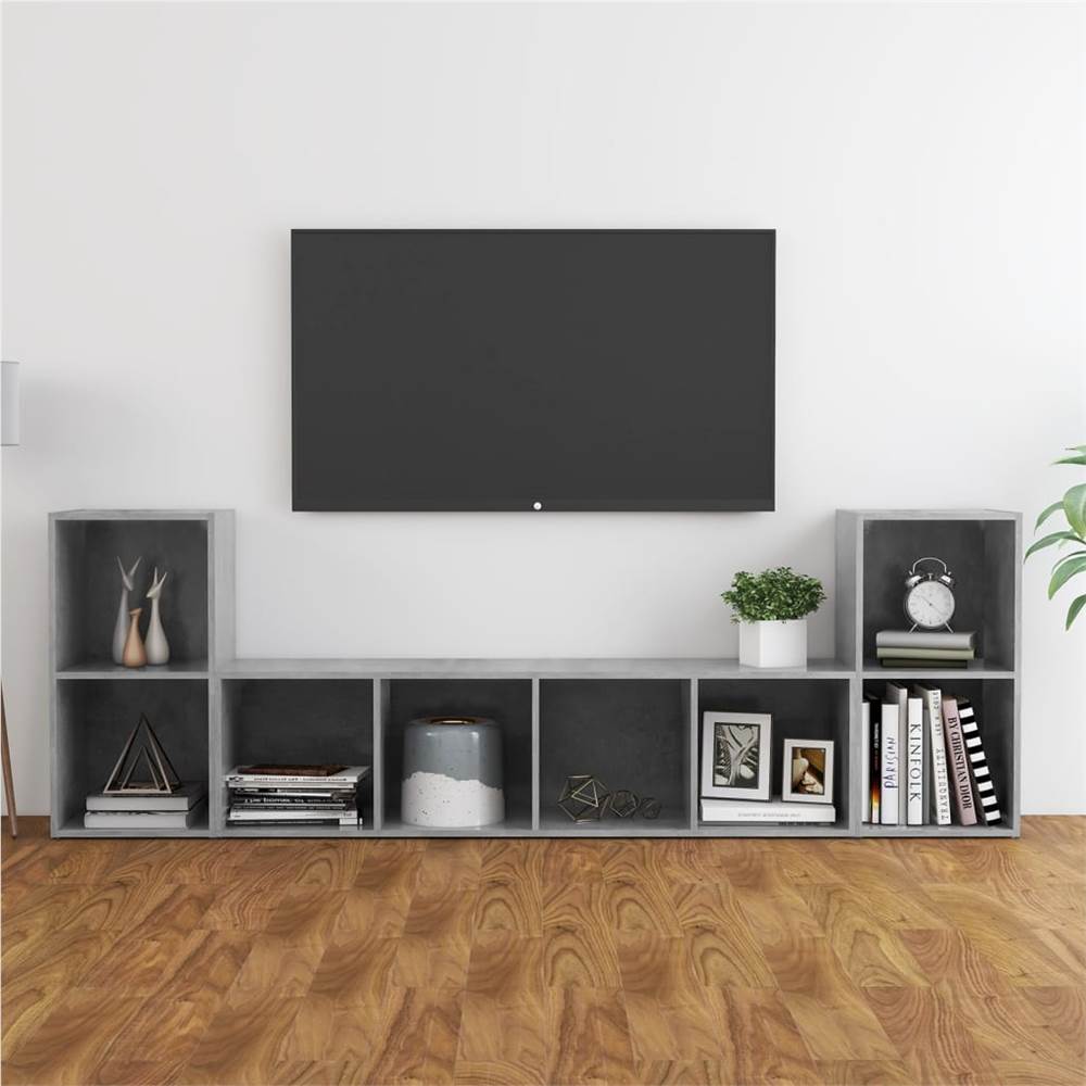 

3 Piece TV Cabinet Set Concrete Grey Chipboard