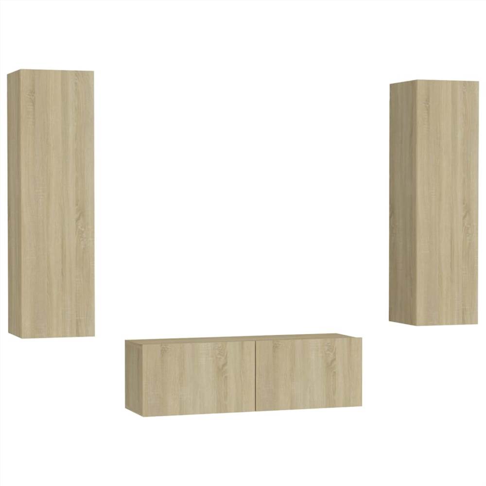 3 Piece TV Cabinet Set Sonoma Oak Chipboard 13 3 Piece TV Cabinet Set Sonoma Oak Chipboard
