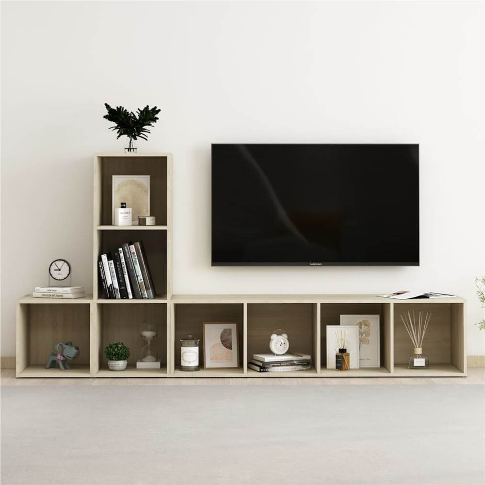 

3 Piece TV Cabinet Set Sonoma Oak Chipboard
