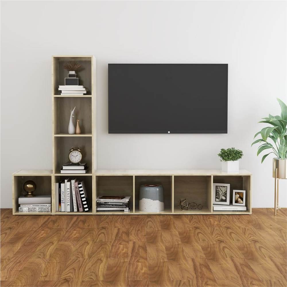 

3 Piece TV Cabinet Set Sonoma Oak Chipboard