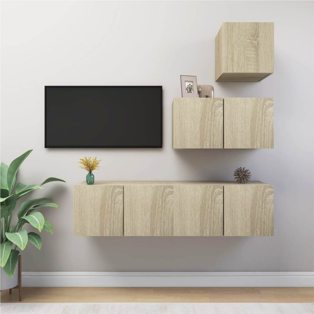 

4 Piece TV Cabinet Set Sonoma Oak Chipboard