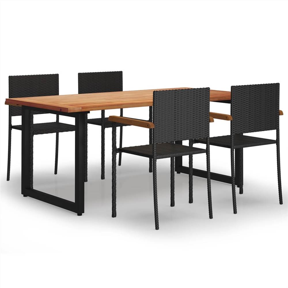 

5 Piece Garden Dining Set Poly Rattan Black
