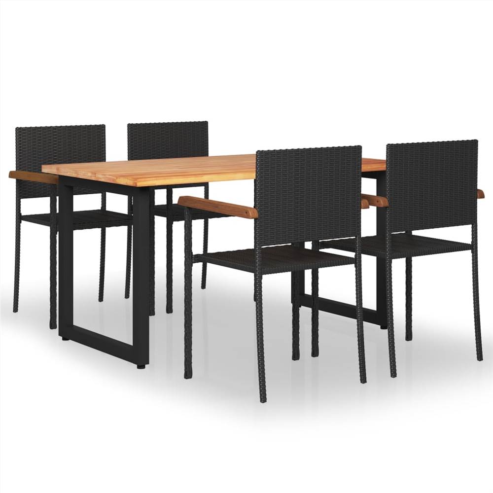 

5 Piece Garden Dining Set Poly Rattan Black