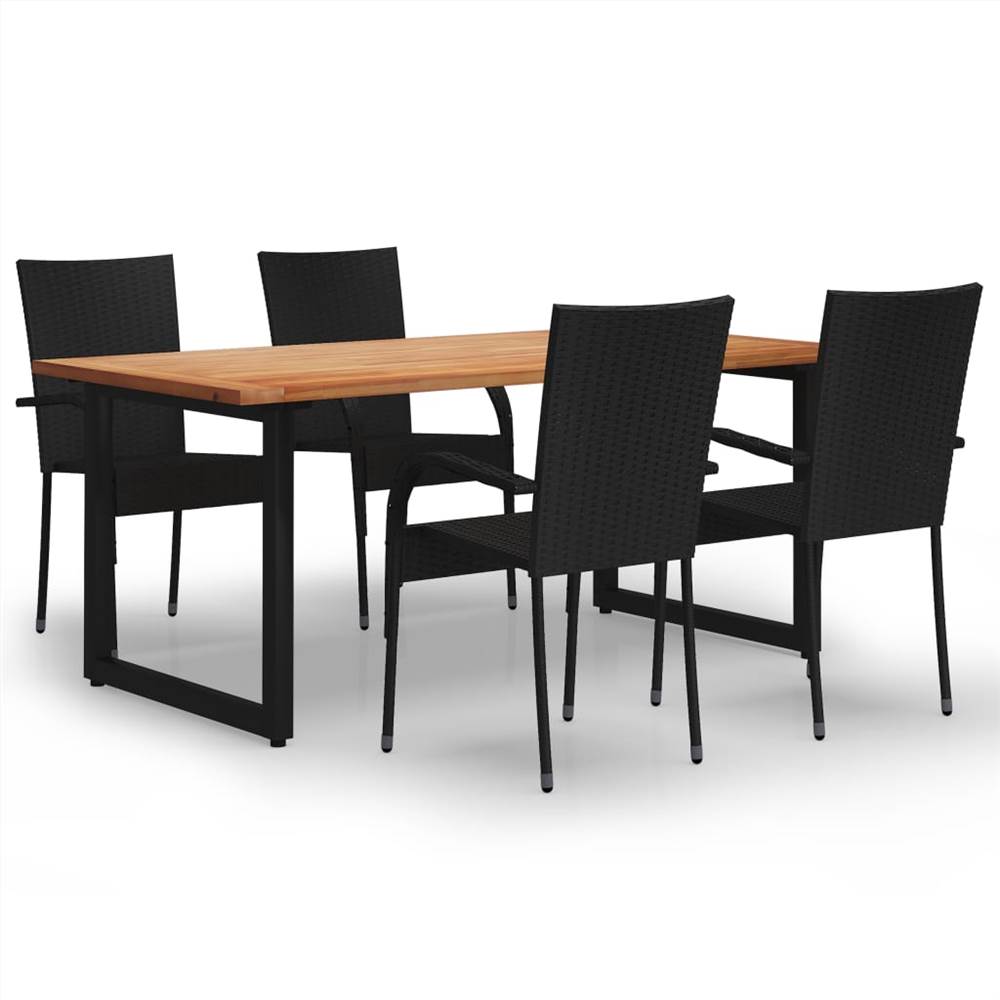 

5 Piece Garden Dining Set Poly Rattan Black