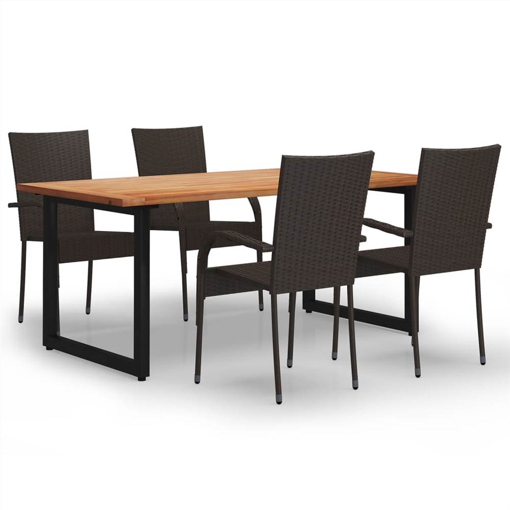 

5 Piece Garden Dining Set Poly Rattan Brown
