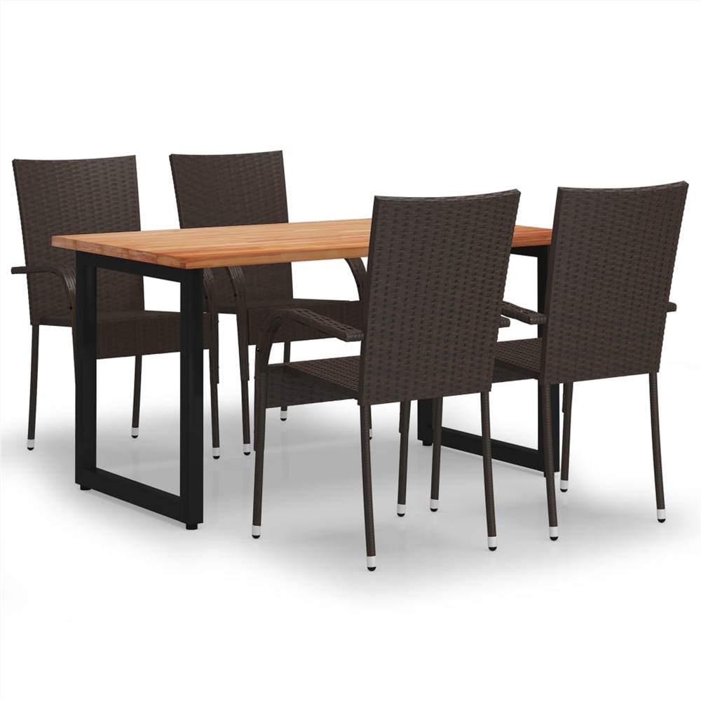 

5 Piece Garden Dining Set Poly Rattan Brown