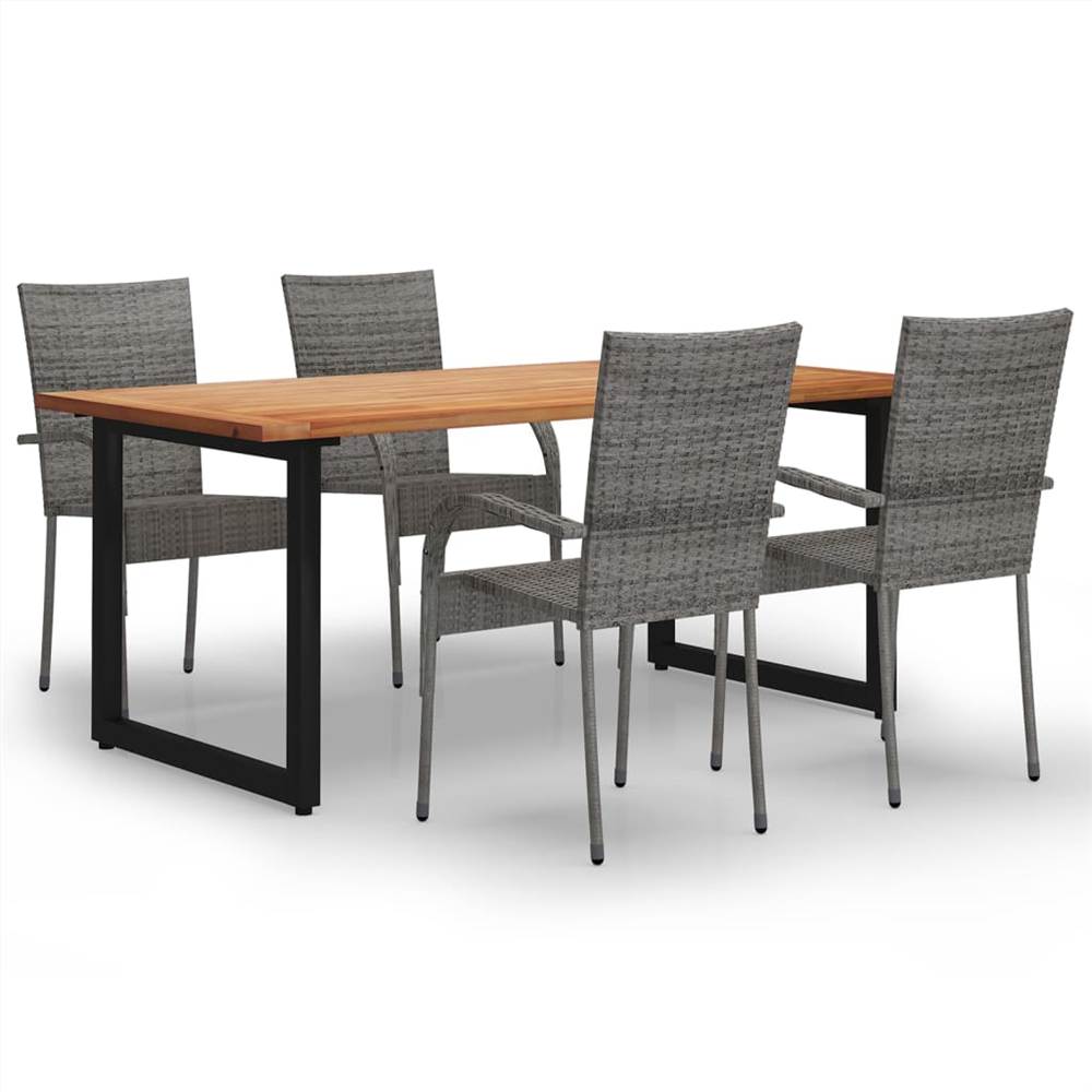 

5 Piece Garden Dining Set Poly Rattan Grey
