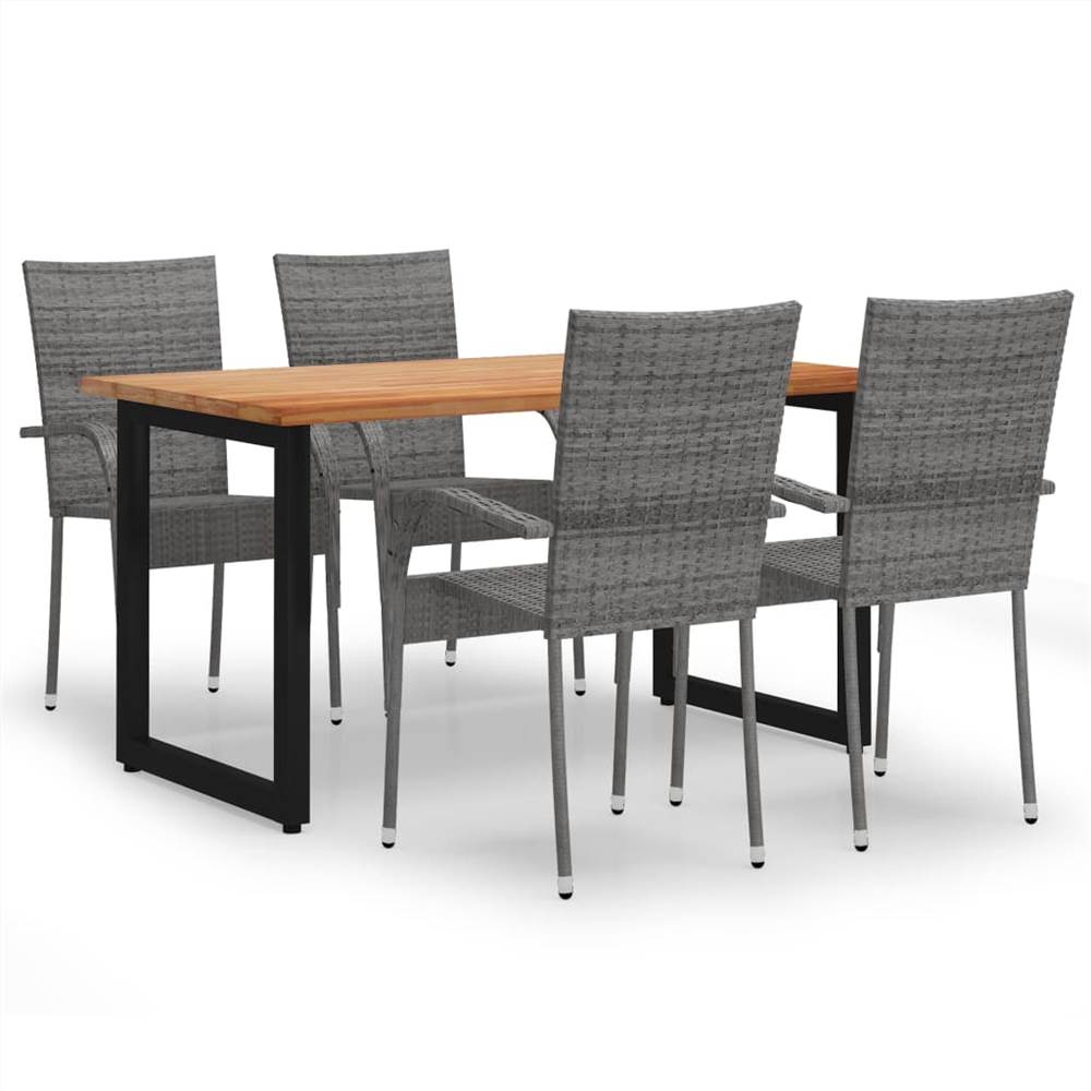 

5 Piece Garden Dining Set Poly Rattan Grey