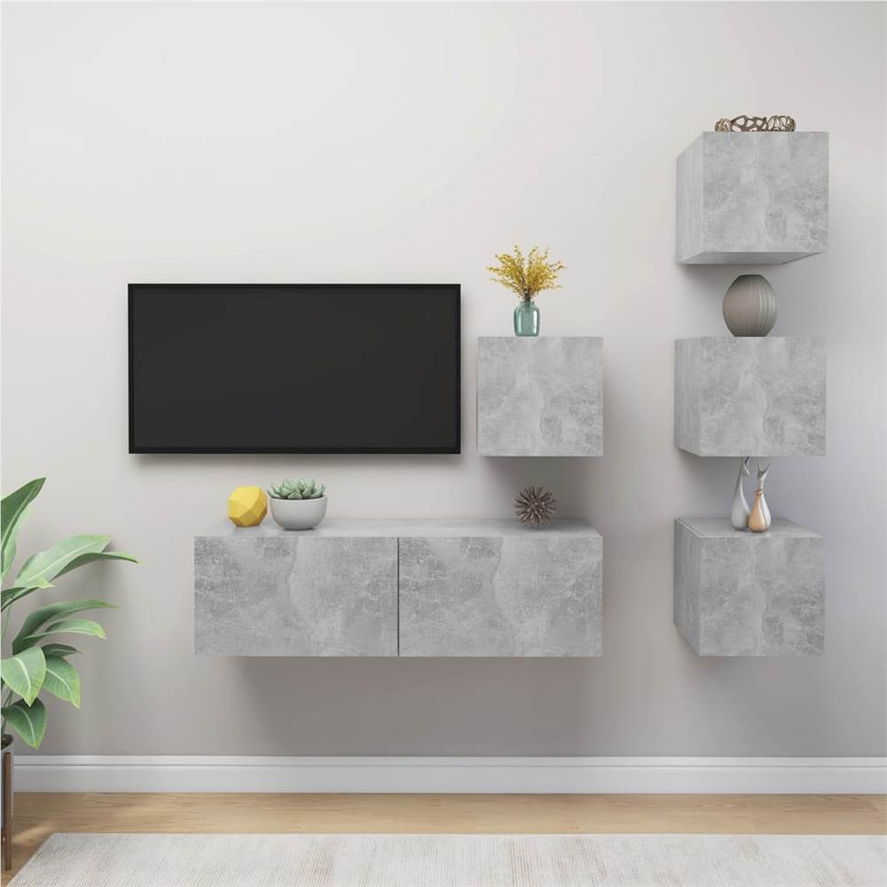 

5 Piece TV Cabinet Set Concrete Grey Chipboard