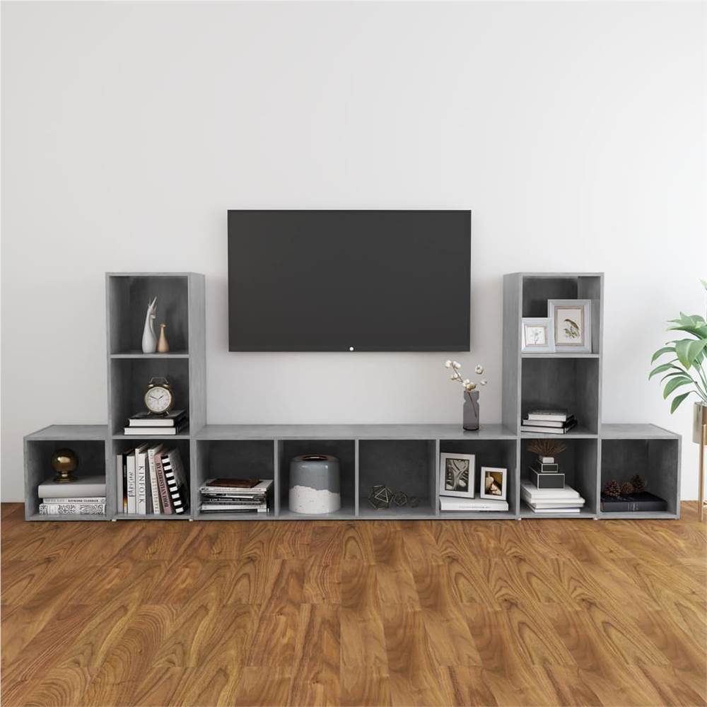 

5 Piece TV Cabinet Set Concrete Grey Chipboard