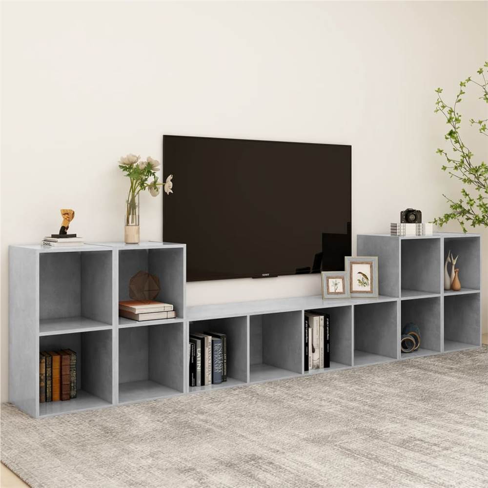 

5 Piece TV Cabinet Set Concrete Grey Chipboard