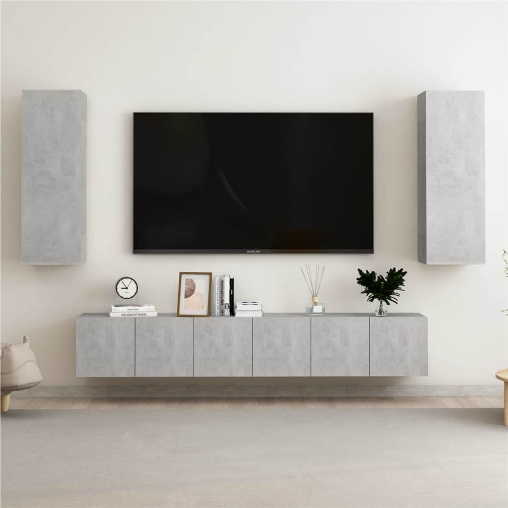 

5 Piece TV Cabinet Set Concrete Grey Chipboard