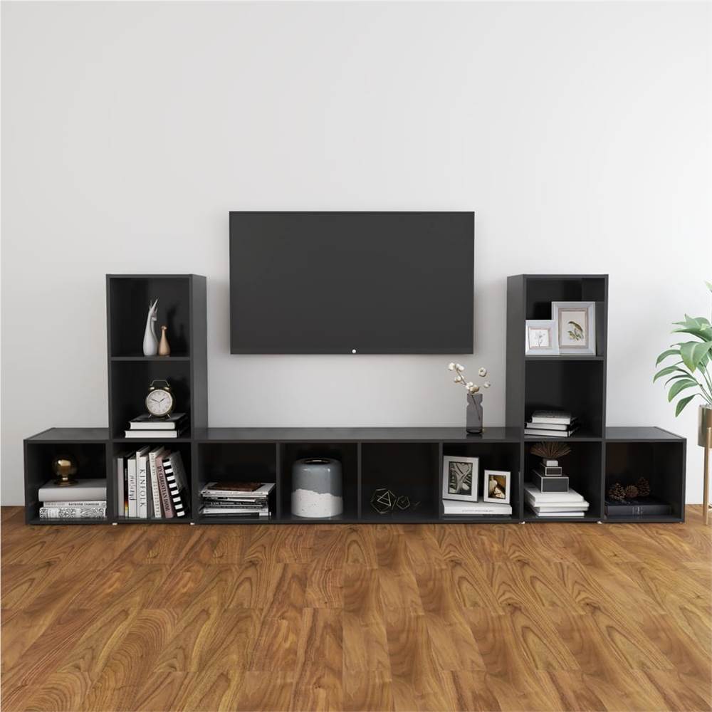

5 Piece TV Cabinet Set Grey Chipboard