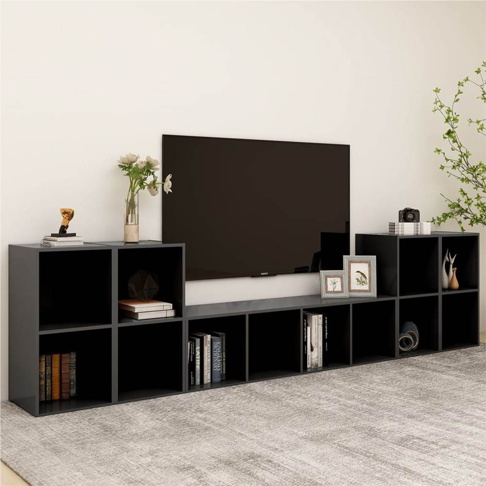 

5 Piece TV Cabinet Set Grey Chipboard