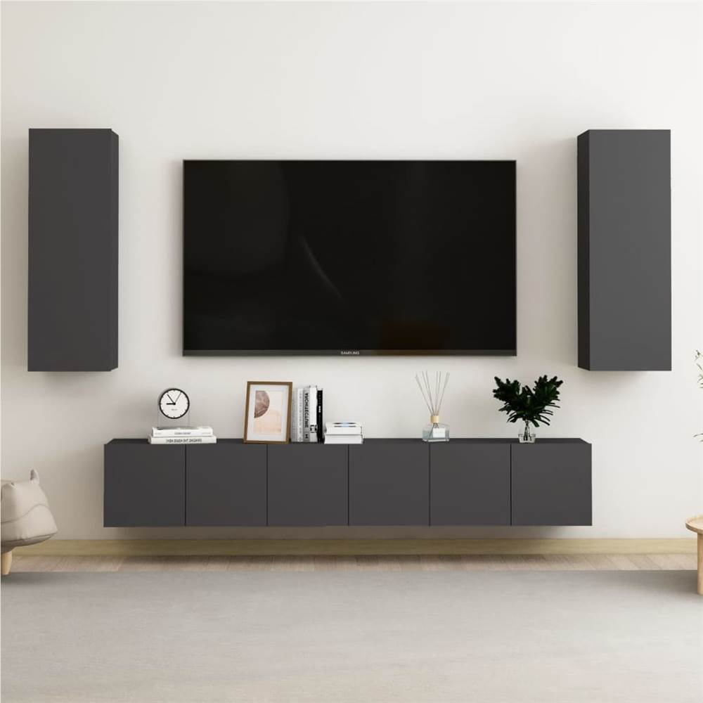 

5 Piece TV Cabinet Set Grey Chipboard