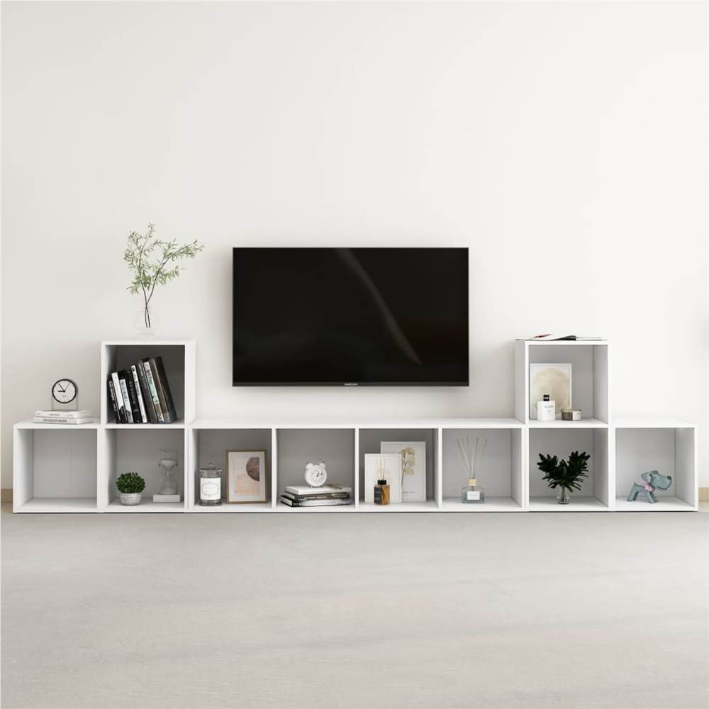 

5 Piece TV Cabinet Set White Chipboard