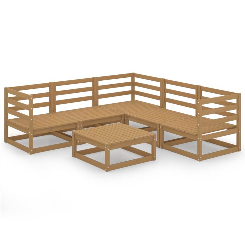 

6 Piece Garden Lounge Set Honey Brown Solid Pinewood