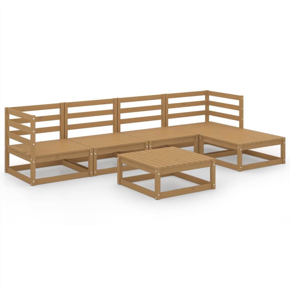 

6 Piece Garden Lounge Set Honey Brown Solid Pinewood