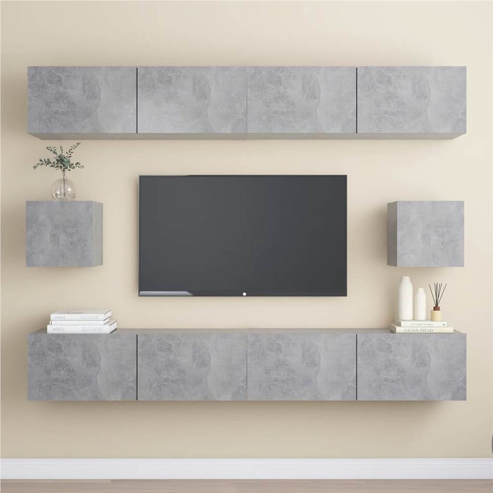 

6 Piece TV Cabinet Set Concrete Grey Chipboard