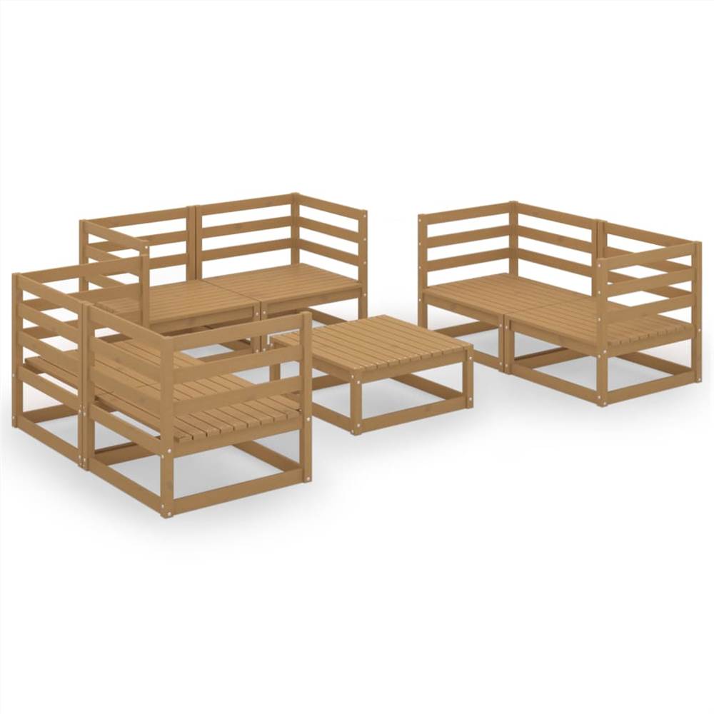 

7 Piece Garden Lounge Set Honey Brown Solid Pinewood