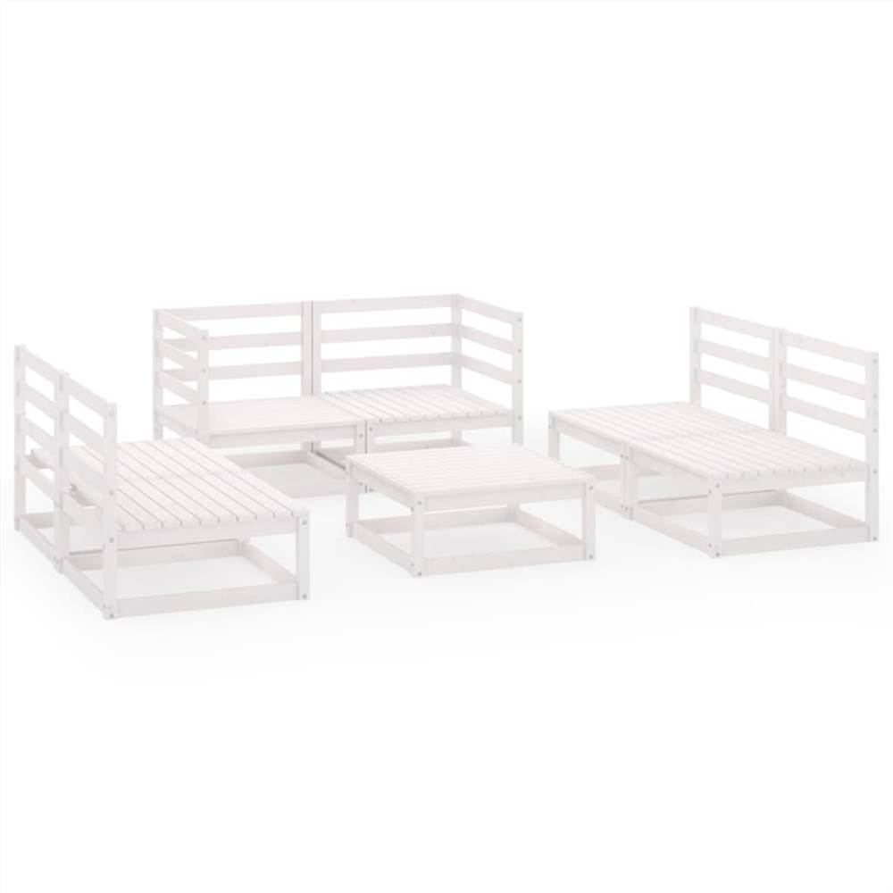 

7 Piece Garden Lounge Set White Solid Pinewood