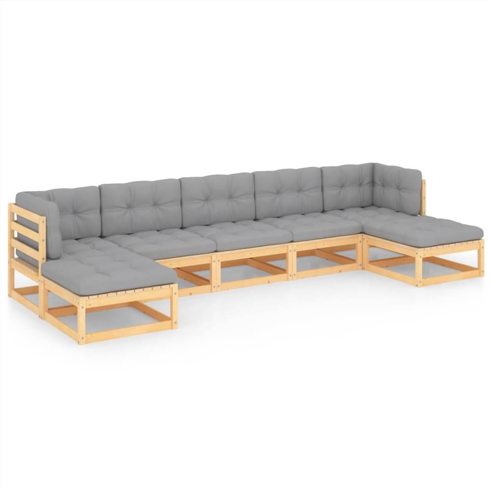 

7 Piece Garden Lounge Set with Cushions Solid Pinewood