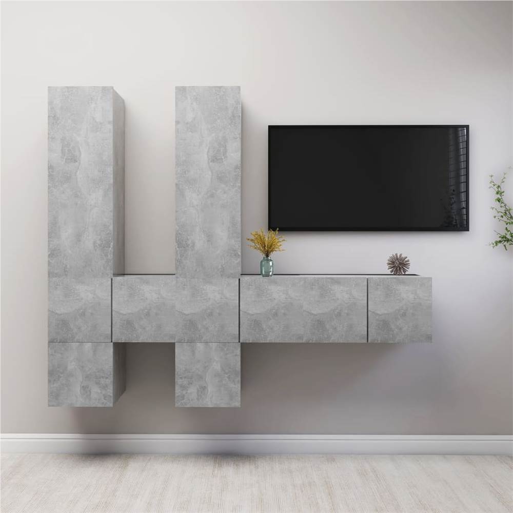 

7 Piece TV Cabinet Set Concrete Grey Chipboard