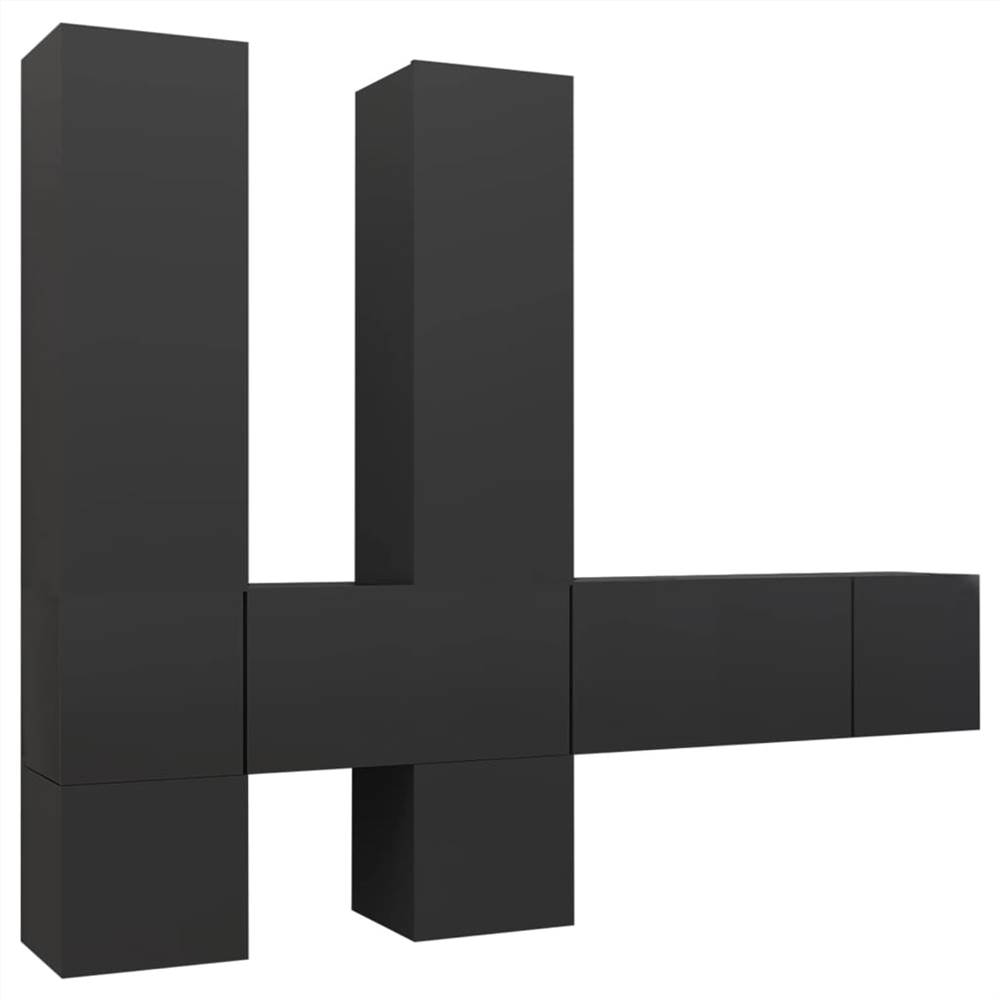 7 Piece TV Set Grey Chipboard