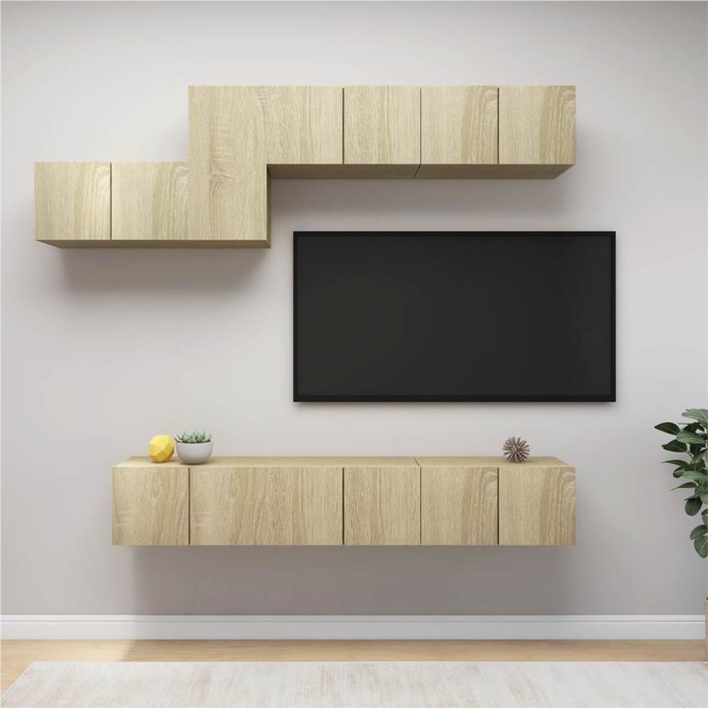 

7 Piece TV Cabinet Set Sonoma Oak Chipboard