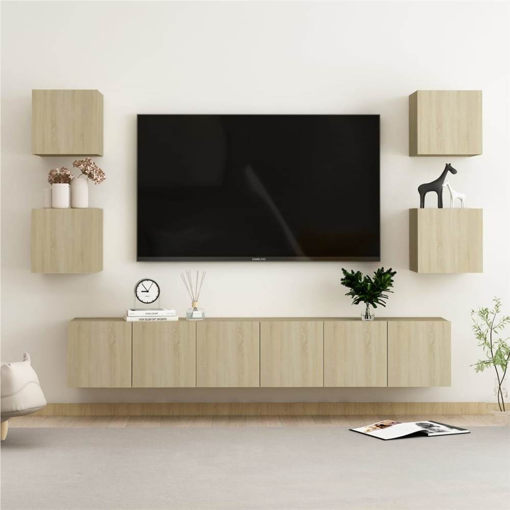 

7 Piece TV Cabinet Set Sonoma Oak Chipboard
