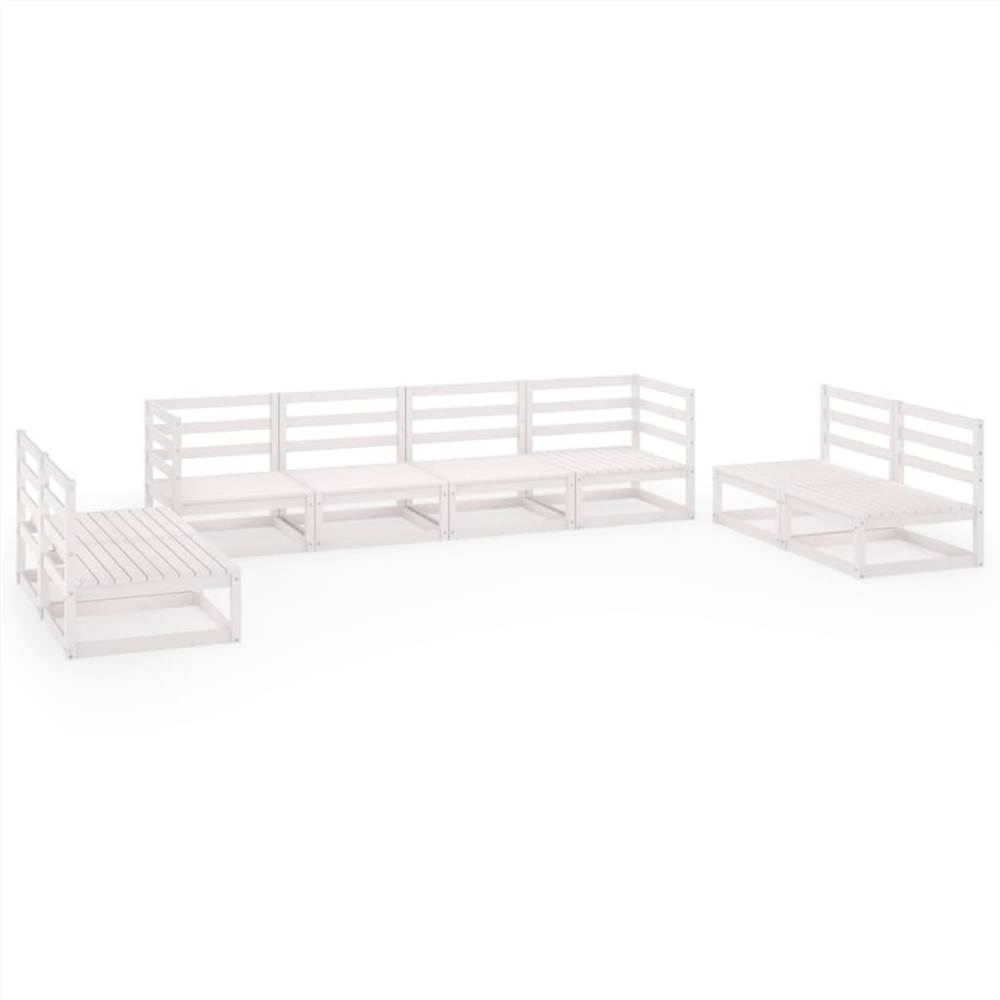 

8 Piece Garden Lounge Set White Solid Pinewood