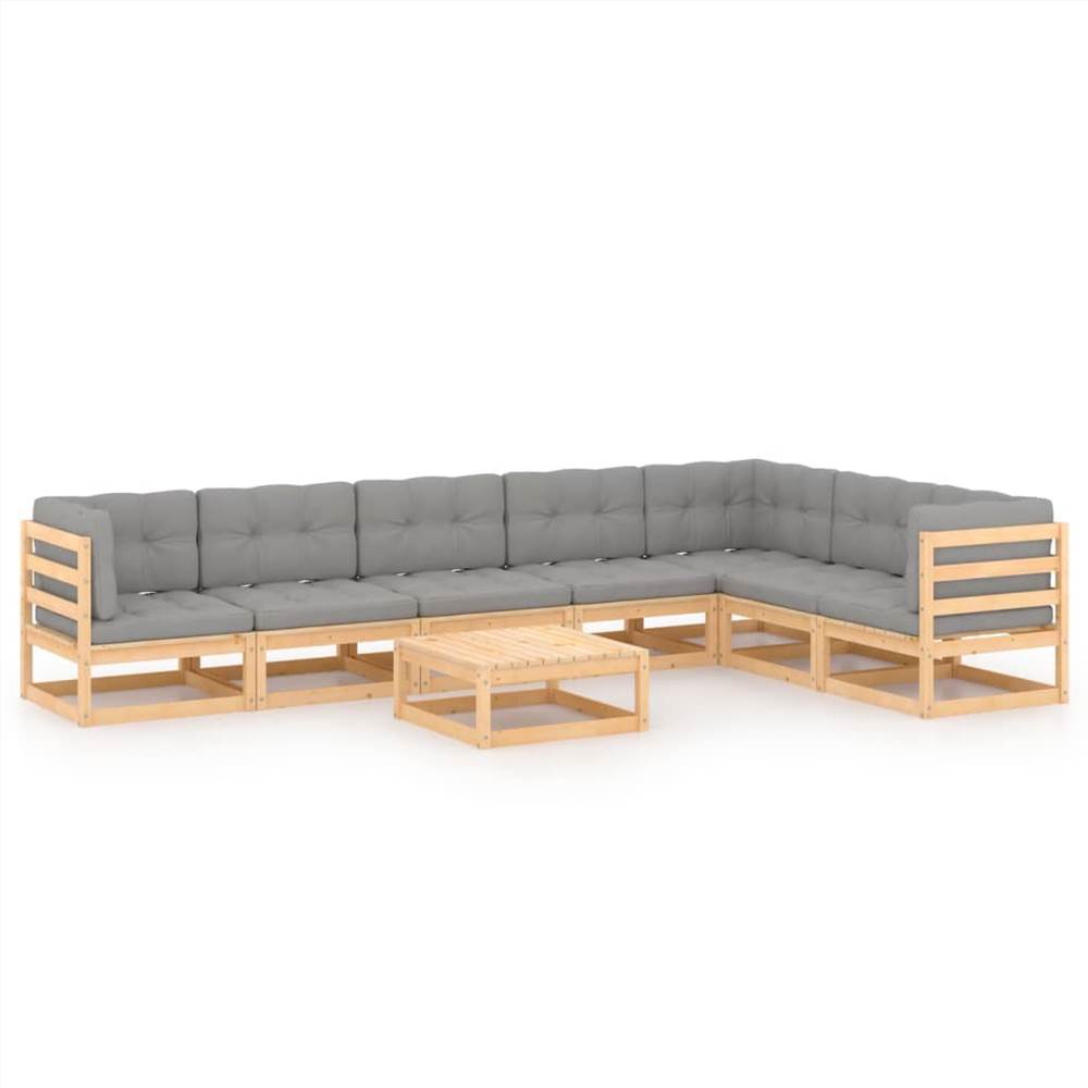 

8 Piece Garden Lounge Set with Cushions Solid Pinewood