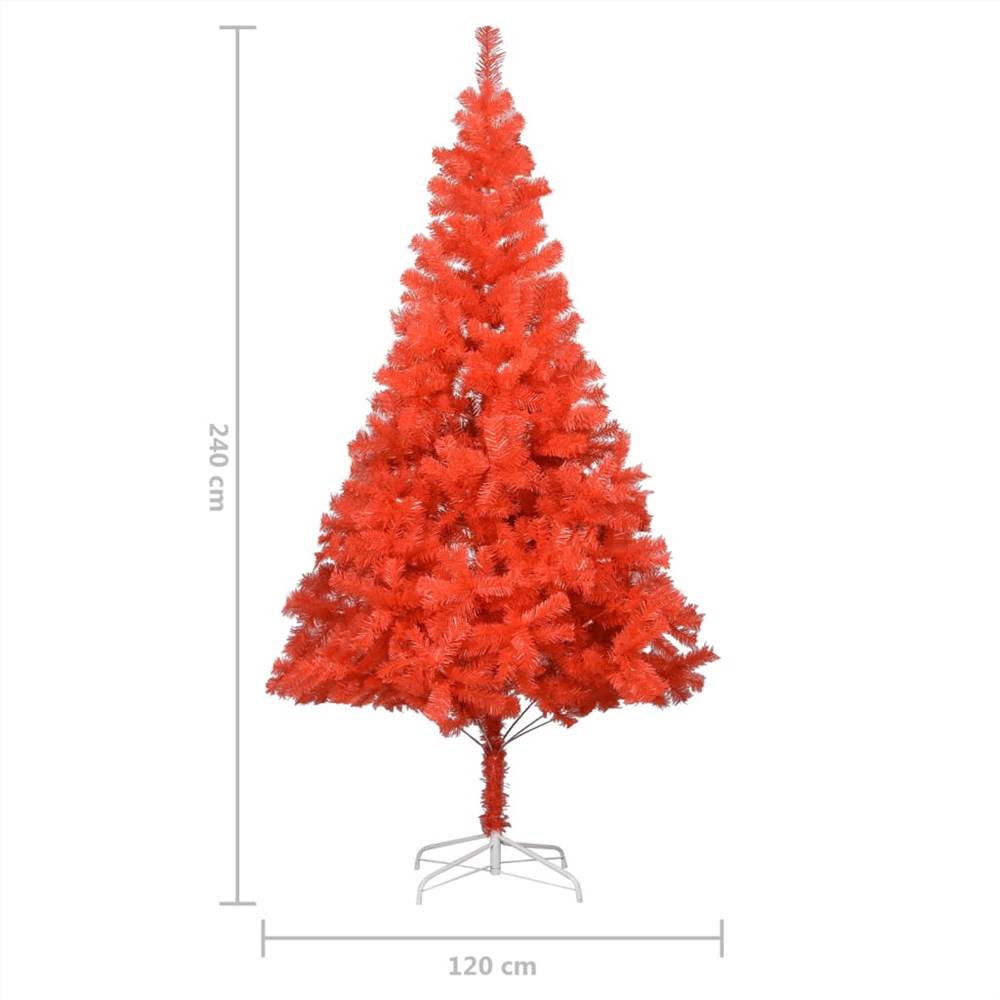Artificial Christmas Tree with LEDs&Stand Red 240 cm PVC