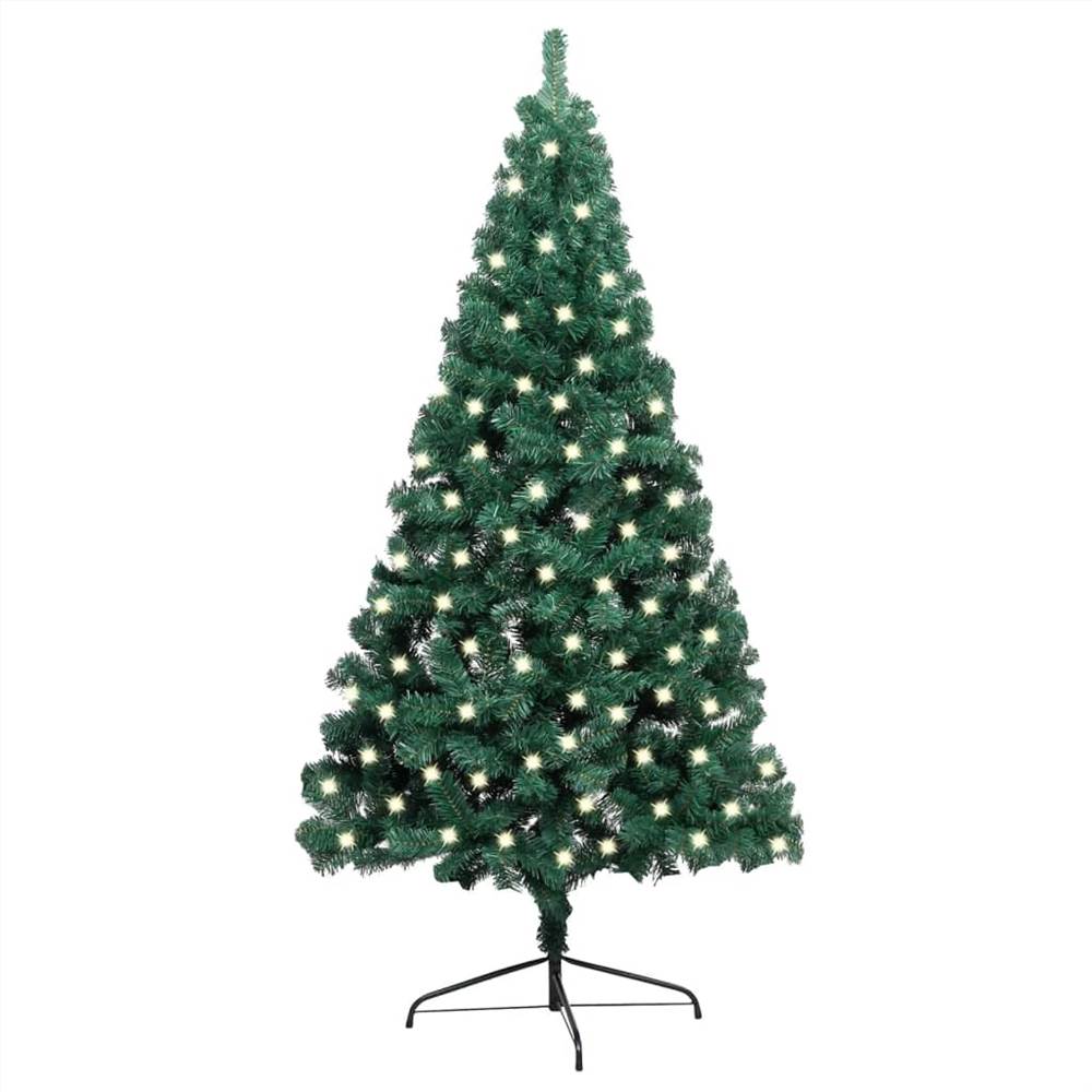 

Artificial Half Christmas Tree with LED&Stand Green 120 cm PVC