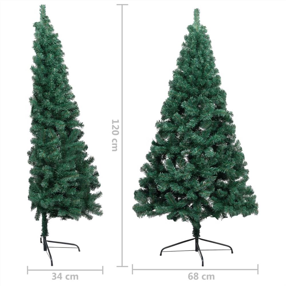 Artificial Half Christmas Tree with LED&Stand Green 120 cm PVC