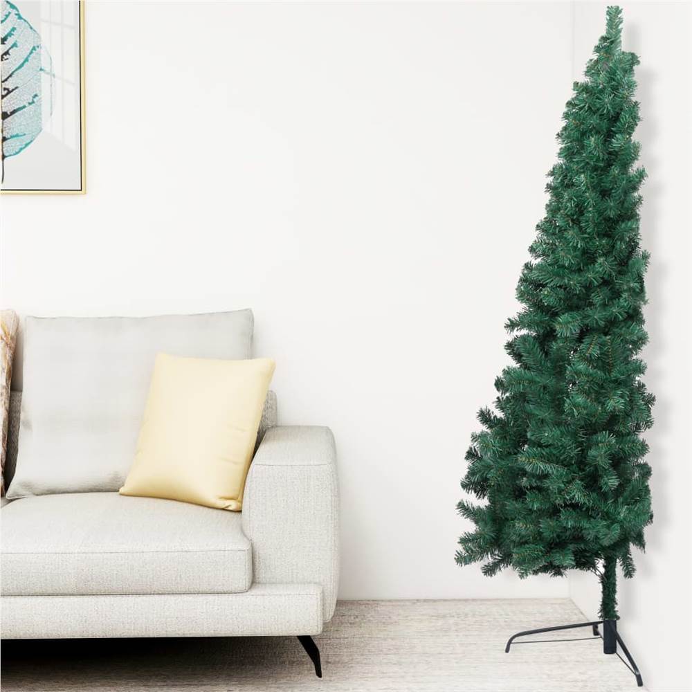 Artificial Half Christmas Tree with LED&Stand Green 210 cm PVC