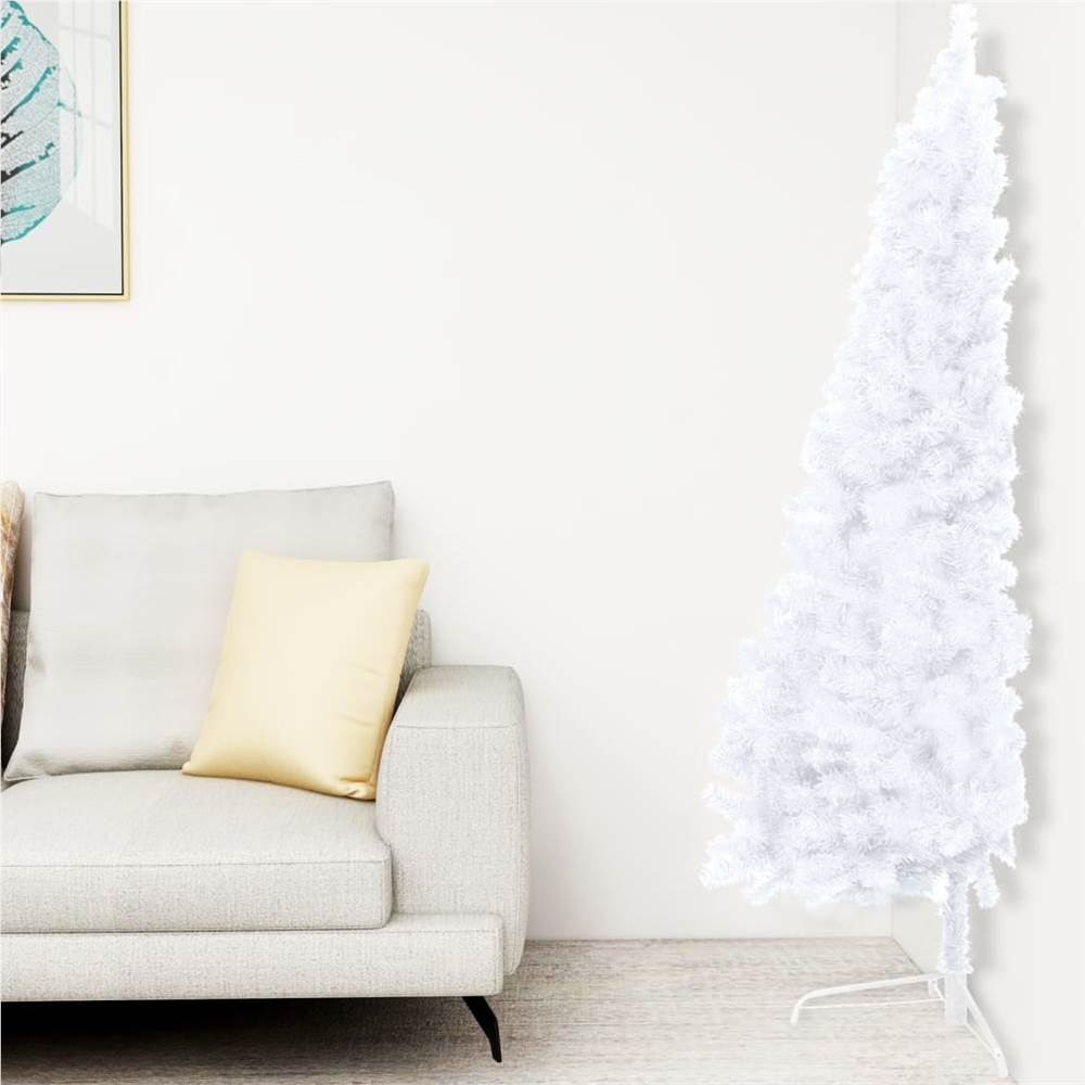 Artificial Half Christmas Tree with LED&Stand White 180 cm PVC